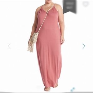 Abound V-Neck Sleeveless Maxi Dress Pink 1X